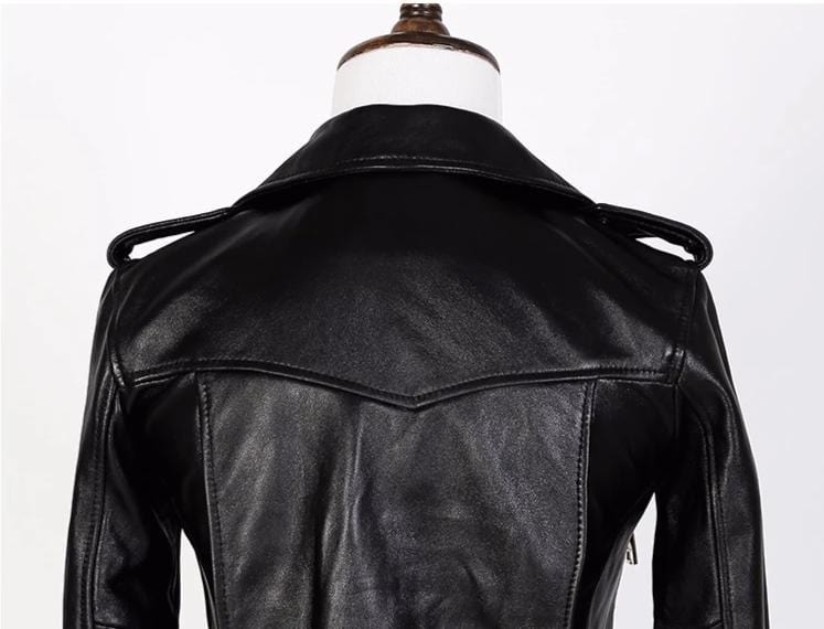 New Genuine Leather Slim Biker Chick Jackets back view from Almas Collections