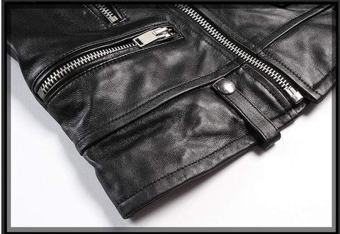 Image of New Genuine Leather Slim Biker Chick Jackets close up of bottom from Almas Collections