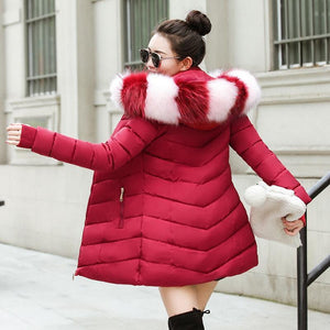 New Almas Long Hooded Parkas Winter Jacket back view with red white stripe hood Almas Collections 