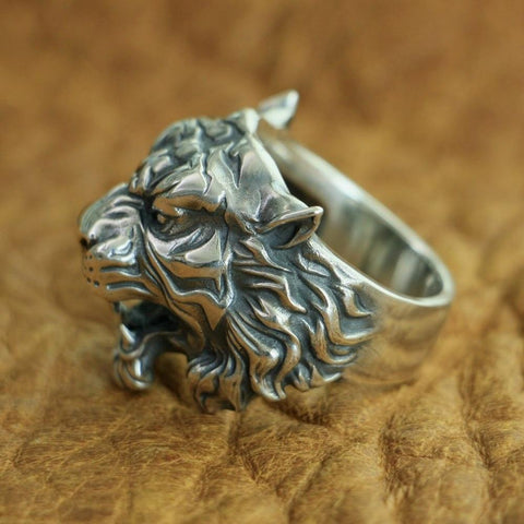 Image of New Tiger 925 Sterling Silver Ring side view from Almas Collections