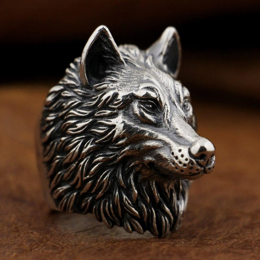 New Wolf 925 Sterling Silver Ring angle view from Almas Collections