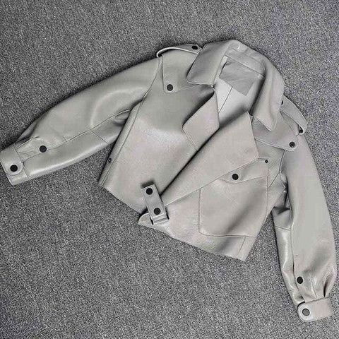 New Genuine Women Leather Jacket Light Grey from Almas Collections
