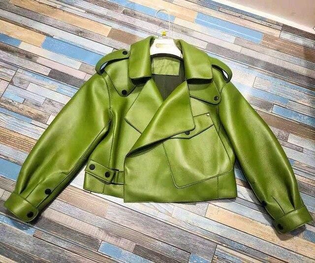 New Genuine Women Leather Jacket in Green from Almas Collections
