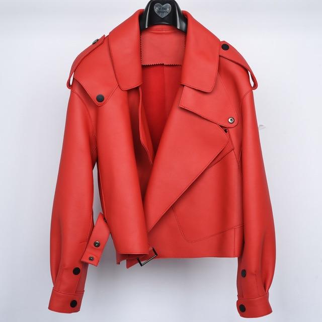 New Genuine Women Leather Jacket in Red from Almas Collections