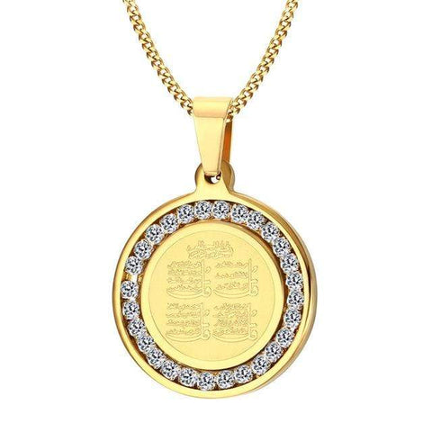Image of 4 Qul Pendant Necklace Gift Hajj Umrah in Gold Color from Almas Collections