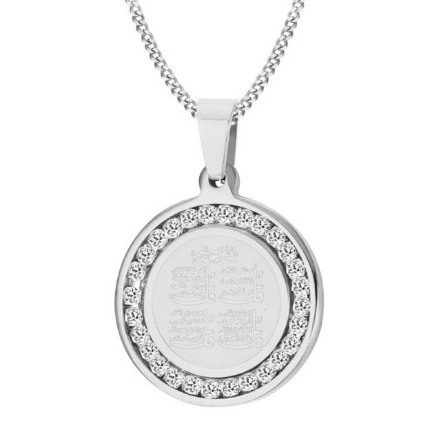 4 Qul Pendant Necklace Gift Hajj Umrah in Silver Color from Almas Collections