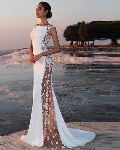 Image of New Satin Lace Mermaid Style Wedding Dress from Almas Collections