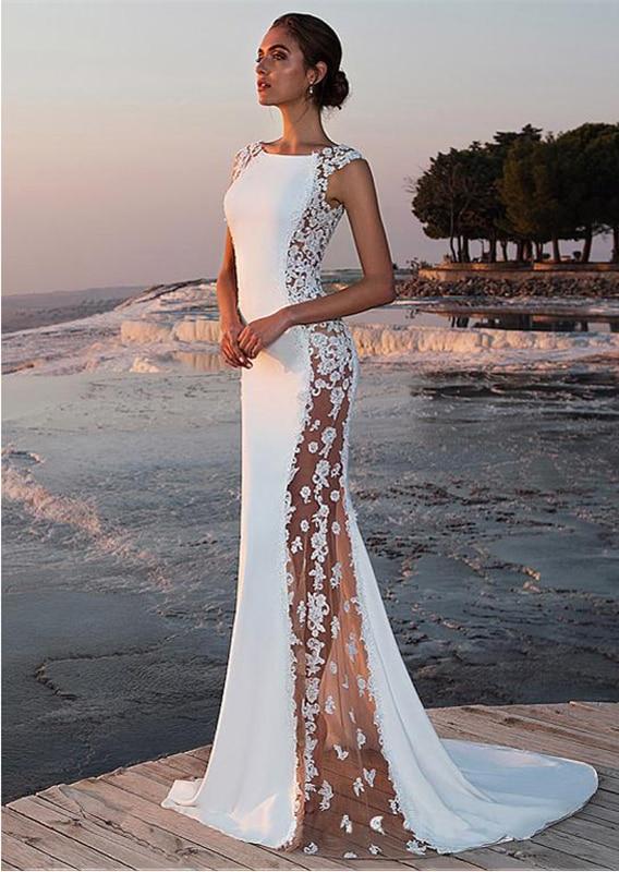 Satin Lace Mermaid Style Wedding Dress