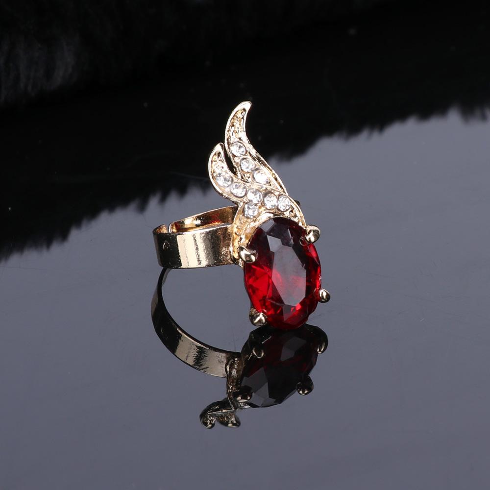 Wedding Red Crystal Gold jewelry ring