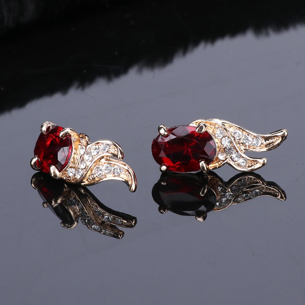 Wedding Red Crystal Gold Earring