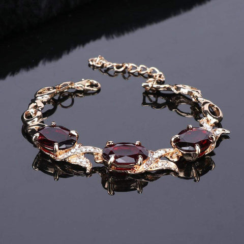 Image of Wedding Red Crystal Gold jewelry bracelet