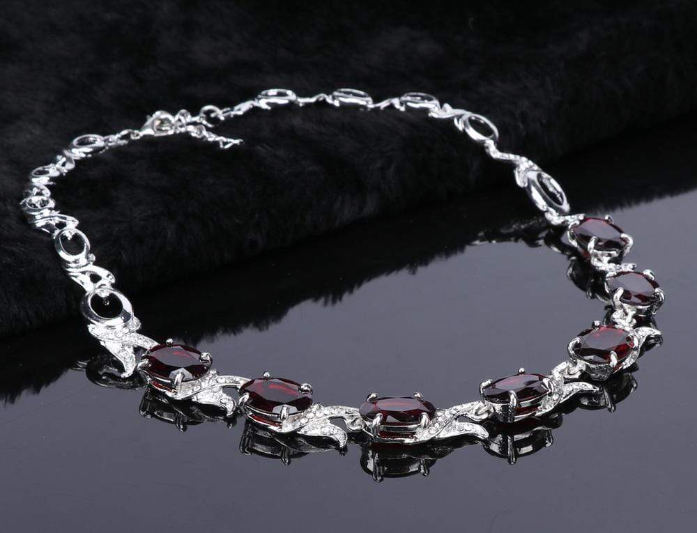 Wedding Red Crystal Silver necklace from Almas Collections