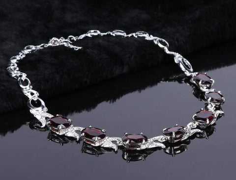 Image of Wedding Red Crystal Silver necklace from Almas Collections