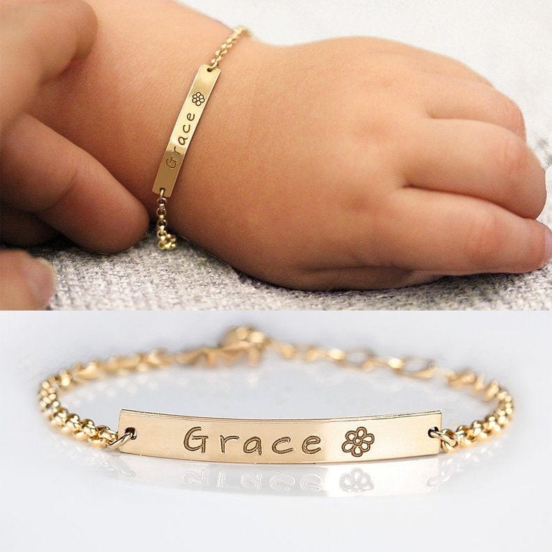 Adjustable Personalized Baby Name Bracelet from Almas Collections
