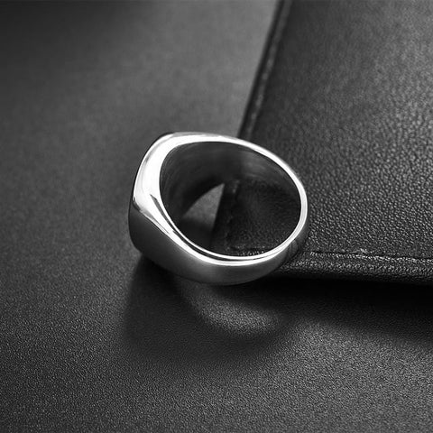 Image of Stainless Steel Signet Ring for Him in Silver color from Almas Collections