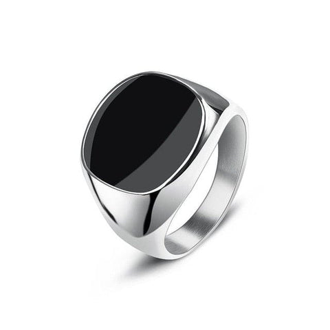 Image of Stainless Steel Signet Ring for Him in Silver color from Almas Collections