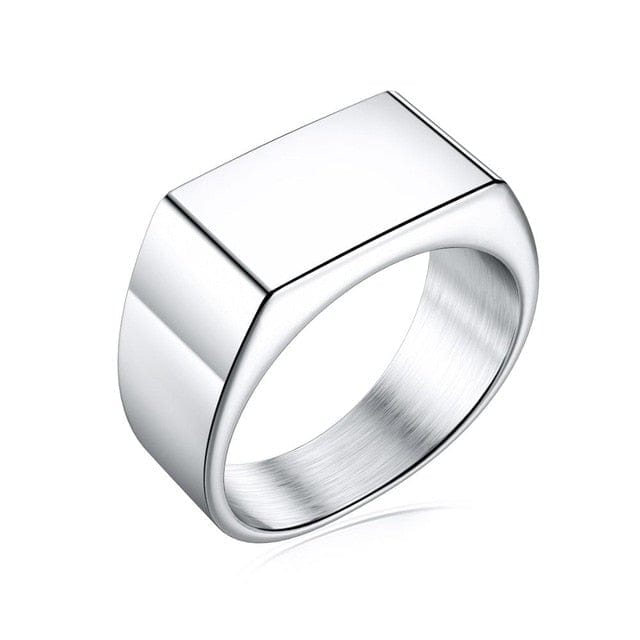 Stainless Steel Signet Ring for Him in rectangle Silver color from Almas collections