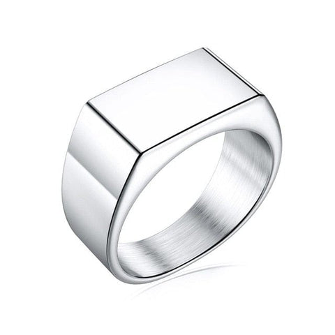 Image of Stainless Steel Signet Ring for Him in rectangle Silver color from Almas collections