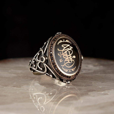 Image of Turkish 925 Sterling Silver Hadith Sheriff Onyx Stone Ring from Almas Collections