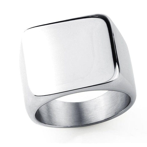 Image of Stainless Steel Signet Ring for Him in Square Silver color from Almas Collections