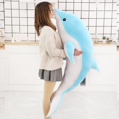 Image of Big Plush Dolphin Toy in Blue by Almas Collections