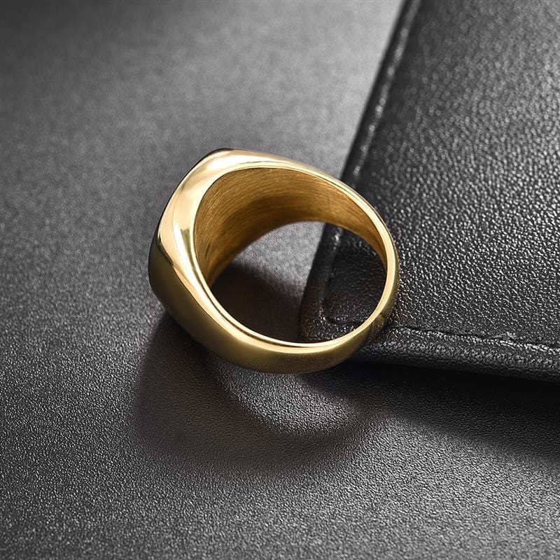 Stainless Steel Signet Ring for Him in Gold color from Almas Collections