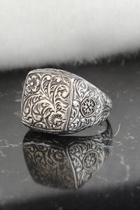Engraved Sterling Silver Handmade Ring for Men from Almas Collections