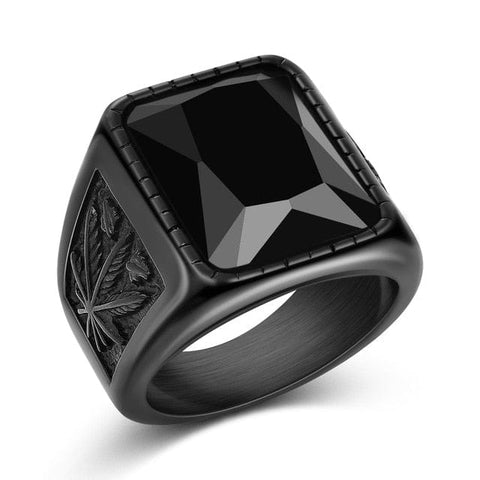 Image of Stainless Steel Signet Ring for Him in Black Stone from Almas Collections