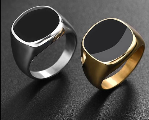 Stainless Steel Signet Ring for Him in gold and Silver from Almas Collections