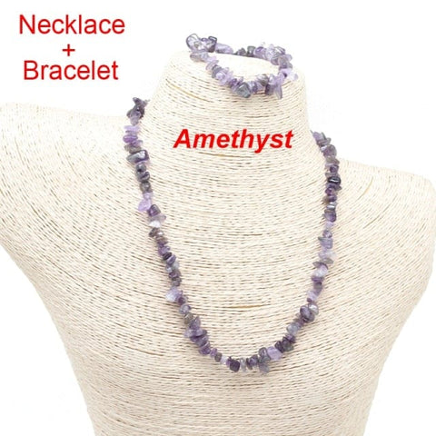 Image of Real Amethyst stone bracelet and necklace from Almas Collections