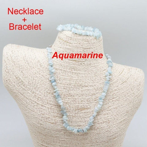 Image of Aquamarine Stone Bracelet and Necklace from Almas Collections