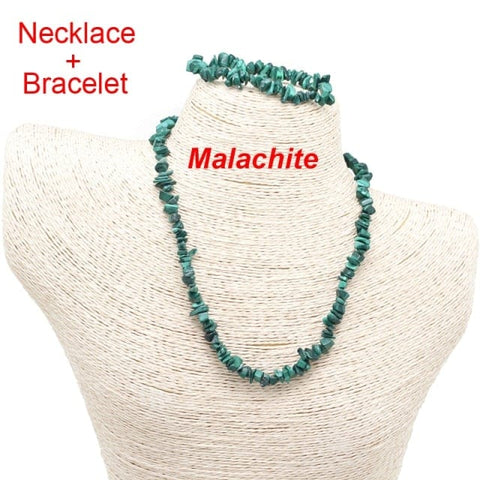 Image of Malachite stone bracelet and necklace from Almas Collections