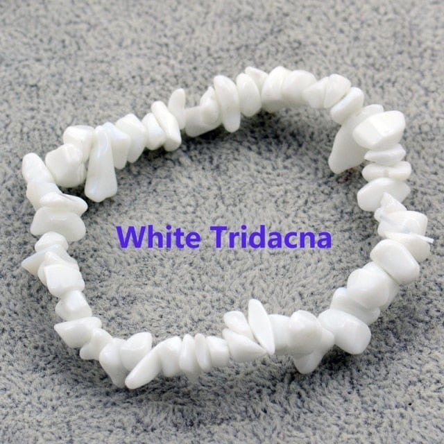 White Tridacna stone bracelet from Almas Collections