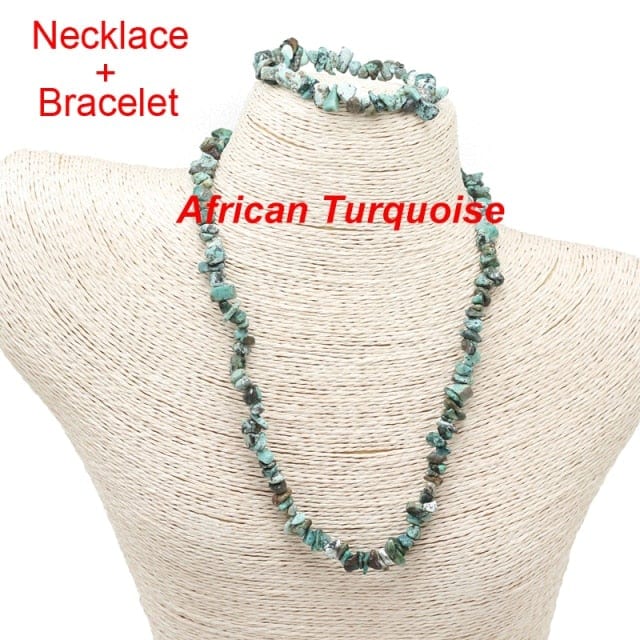 Real African Turquoise Stone bracelet and necklace from Almas Collections
