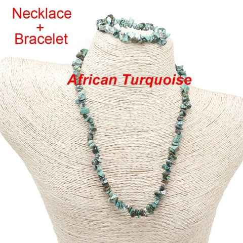 Image of Real African Turquoise Stone bracelet and necklace from Almas Collections