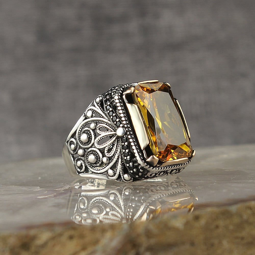 Citrine Stone in Sterling Silver Ring from Almas Collections