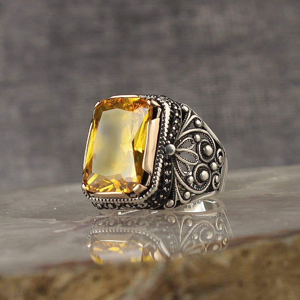 Citrine Stone in Sterling Silver Ring from Almas Collections