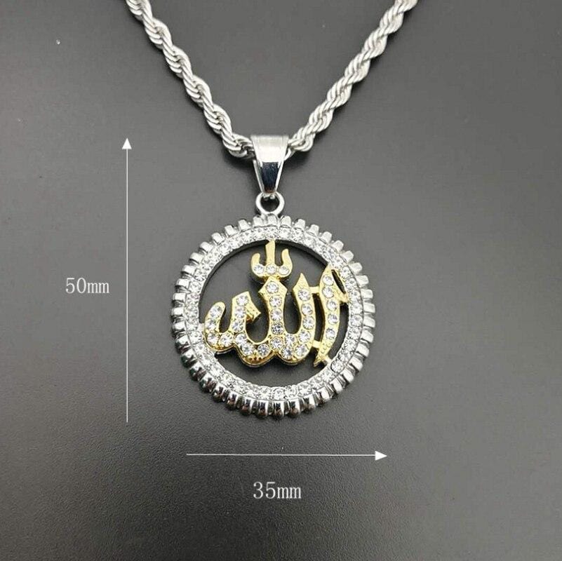 Allah, Sunflower Silver-color Pendant Necklace IS1