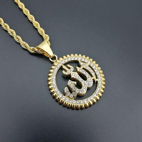 Image of Allah, Sunflower Silver-color Pendant Necklace IS1