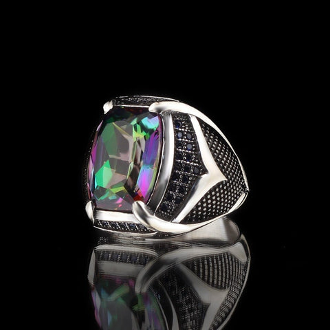 Image of Alexandrite Stone 925 Sterling Silver Ring for Men from Almas collections