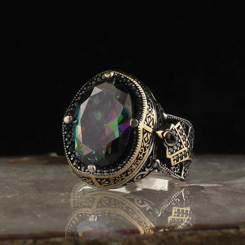 Image of Alexandrite Stone 925 Sterling Silver Ring for Men  from Almas Collections