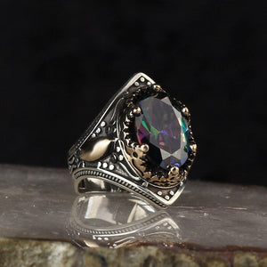 Alexandrite Stone Vintage 925 Sterling Silver Ring for Men from Almas Collections