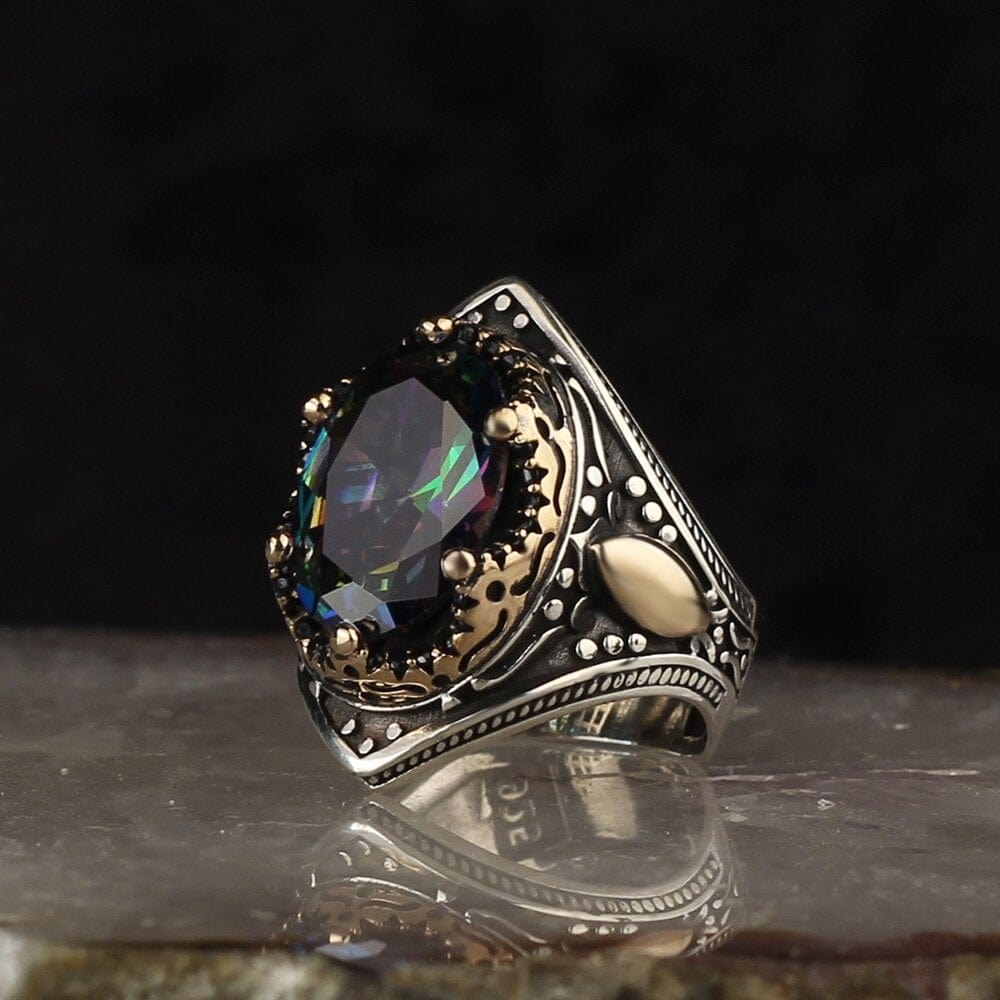 Alexandrite Stone Vintage 925 Sterling Silver Ring for Men from Almas Collections