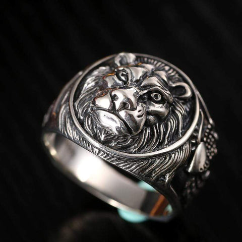 Image of Real Vintage 925 Sterling Silver Lion Ring for Men by Almas Collections NS3 Almas Collections  Real sterling silver ring for men
