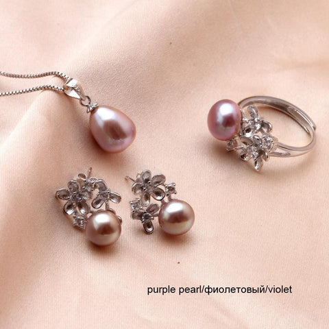 Image of New Real Freshwater Pearl Jewelry Sets NS2 VAL1 IS1 IS2 Almas Collections  pearl