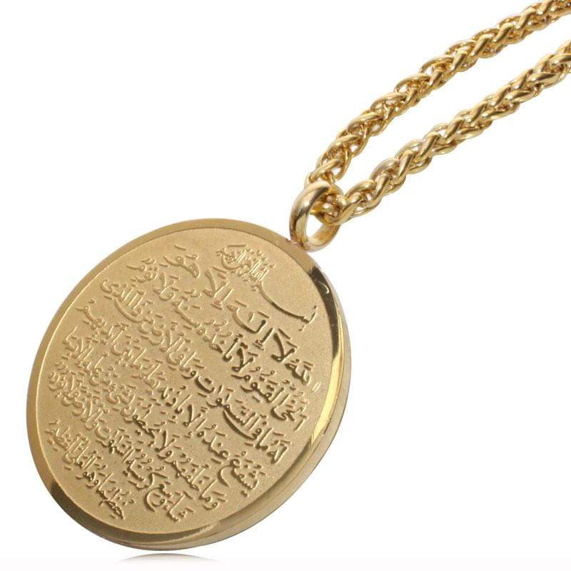 New Allah and  Ayatul Kursi stainless steel Pendant necklace IS1 Almas Collections  New Allah and Ayatul Kursi stainless steel Pendant necklace
