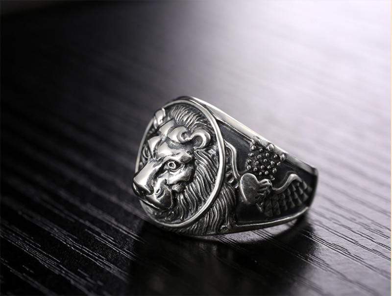 Real Vintage 925 Sterling Silver Lion Ring for Men by Almas Collections NS3 Almas Collections  Real sterling silver ring for men