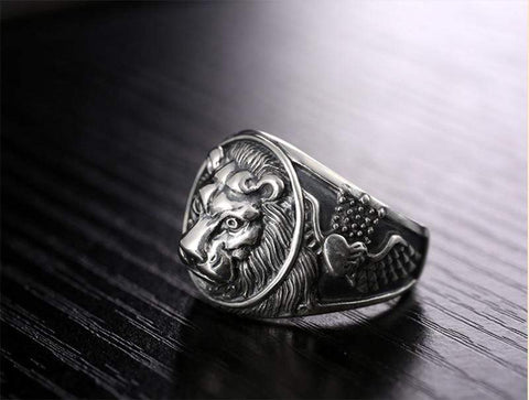 Image of Real Vintage 925 Sterling Silver Lion Ring for Men by Almas Collections NS3 Almas Collections  Real sterling silver ring for men