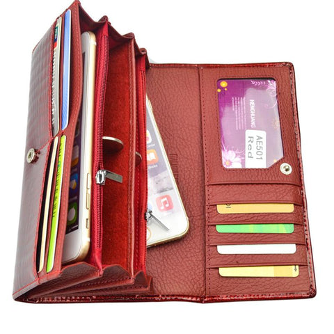 Image of New Luxury Genuine Leather Ladies Clutch Alligator design H1 Almas Collections  New Luxury Genuine Leather Ladies Clutch Alligator design