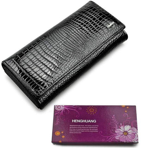 Image of New Luxury Genuine Leather Ladies Clutch Alligator design H1 Almas Collections  New Luxury Genuine Leather Ladies Clutch Alligator design